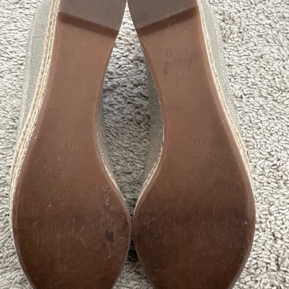 Tory Burch Plata Royal Majorca Linen & Leather Espadrille Wedge 9.5/40.5 - Picture 6 of 9